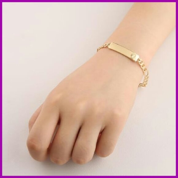 14K Gold Plated Figaro Chain Bracelet Saint Jude Religious Jewelry Gift - Picture 3 of 7